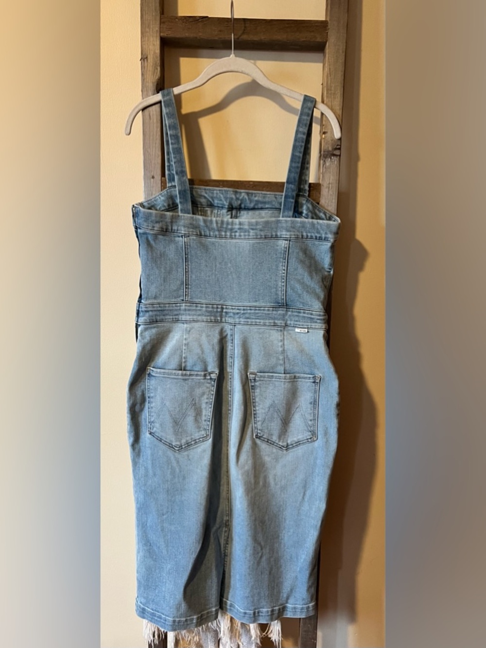 Mother Pocket Hustler Denim Overall Dress in the color when in Rome size 30 US 8 - Picture 6 of 16